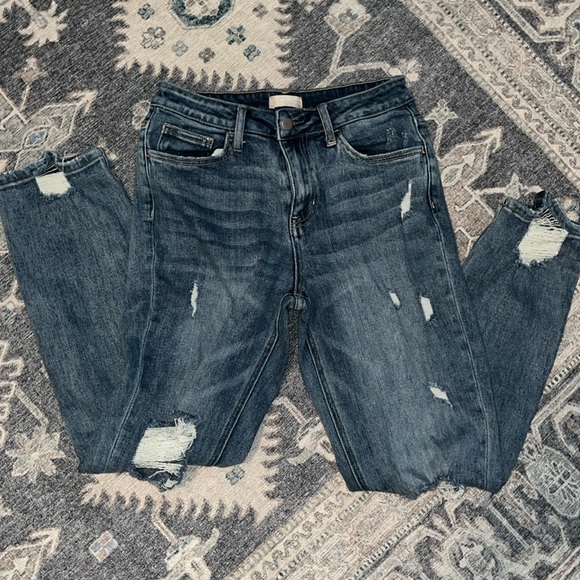 Altar’d State Rayla Mom Jeans - Distressed, Med-Washed Blue - Picture 2 of 4
